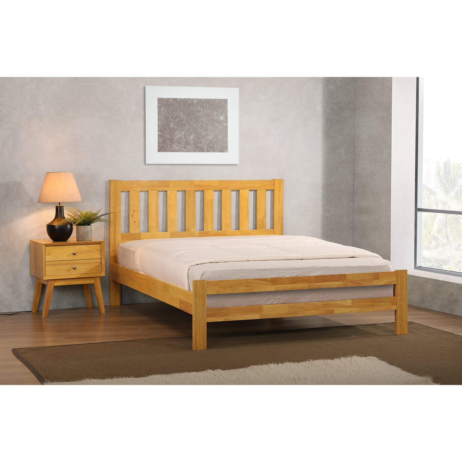 Kempton 4Foot Bed Solid Hardwood Natural Oak Heartlands Furniture Wholesale Ltd