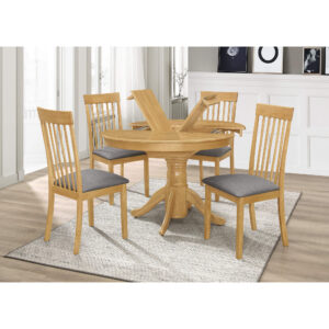 Leicester Dining Set with 4 Chairs Light Oak