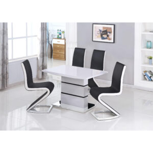 Leona Small High Gloss Dining Table White & Black
