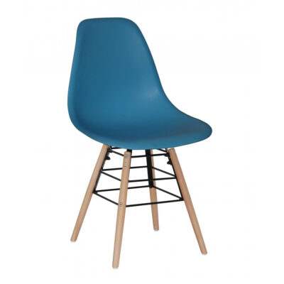Lilly Plastic (PP) Chairs with Solid Beech Legs Dark Blue