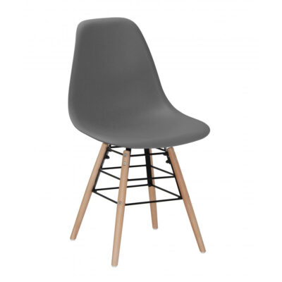 Lilly Plastic (PP) Chairs with Solid Beech Legs Dark Grey