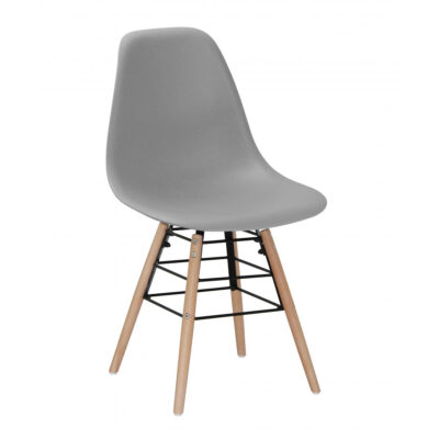 Lilly Plastic (PP) Chairs with Solid Beech Legs Light Grey