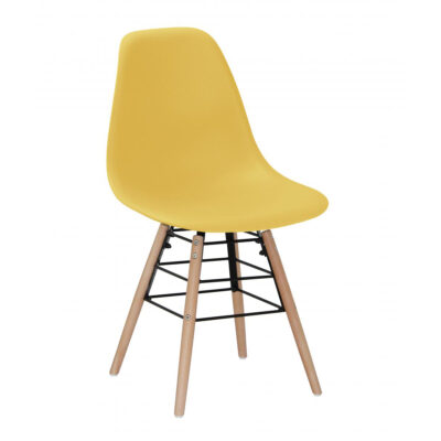 Lilly Plastic (PP) Chairs with Solid Beech Legs Yellow