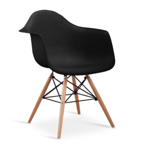 Ludstone Plastic (PP) Chairs with Solid Beech Legs Black