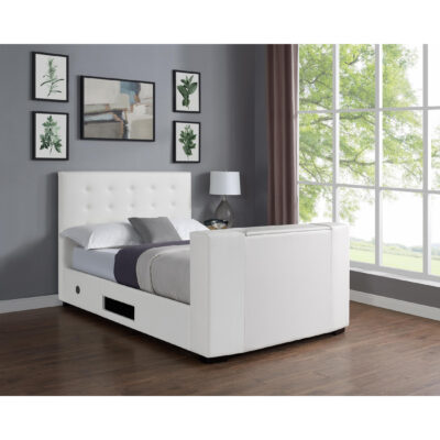 Marbella TV Bed PVC King Size Bed White