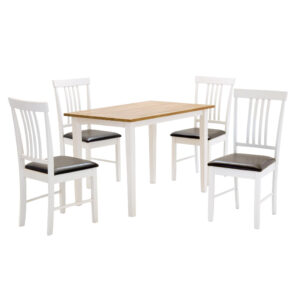 Massa White Medium Dining Set with 4 Chairs Oak & White