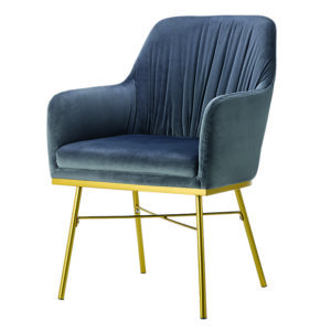 Middleton Velvet Arm Chair Grey with Gold Metal Legs