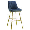 Middleton Velvet Bar Chair Grey with Gold Metal Legs
