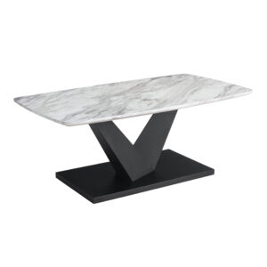 Milo Marble Effect Coffee Table with Black Metal Base