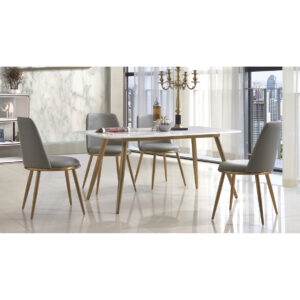 Namibia Marble Dining Table with Stainless Steel Legs Gold