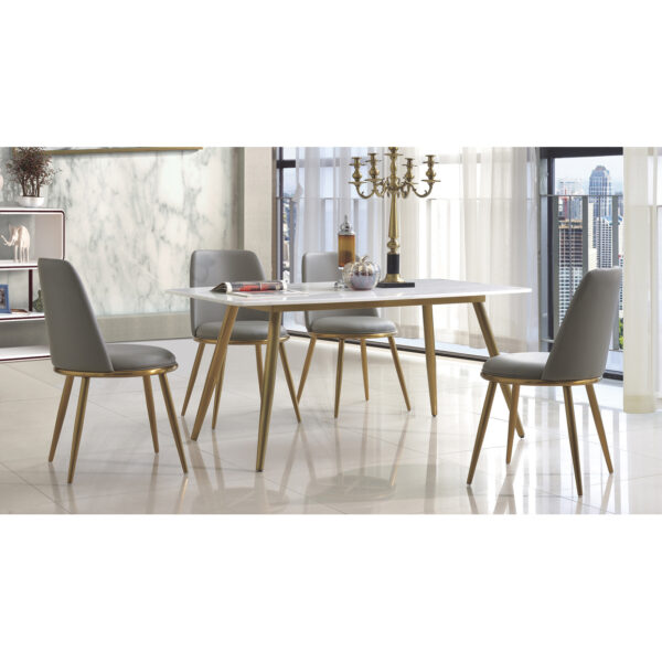 Namibia Marble Dining Table with Stainless Steel Legs Gold