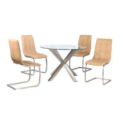 Nelson Dining Table with Brushed Stainless Steel - Image 2