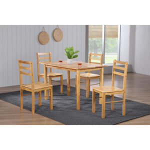New York Medium Dining Set with 4 Chairs Natural Oak