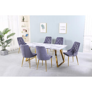 Newchapel Marble Effect Dining Table with Gold Legs