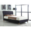 Nina Linen Double Bed Black with White Piping