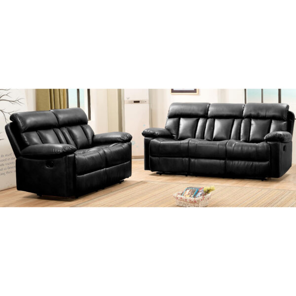 Ohio Recliner Bonded Leather & PU 3 Seater Black