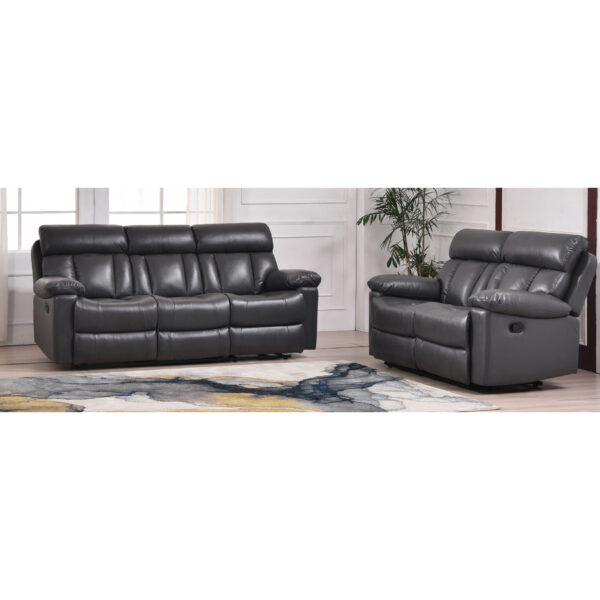 Ohio Recliner Bonded Leather & PU 3 Seater Grey