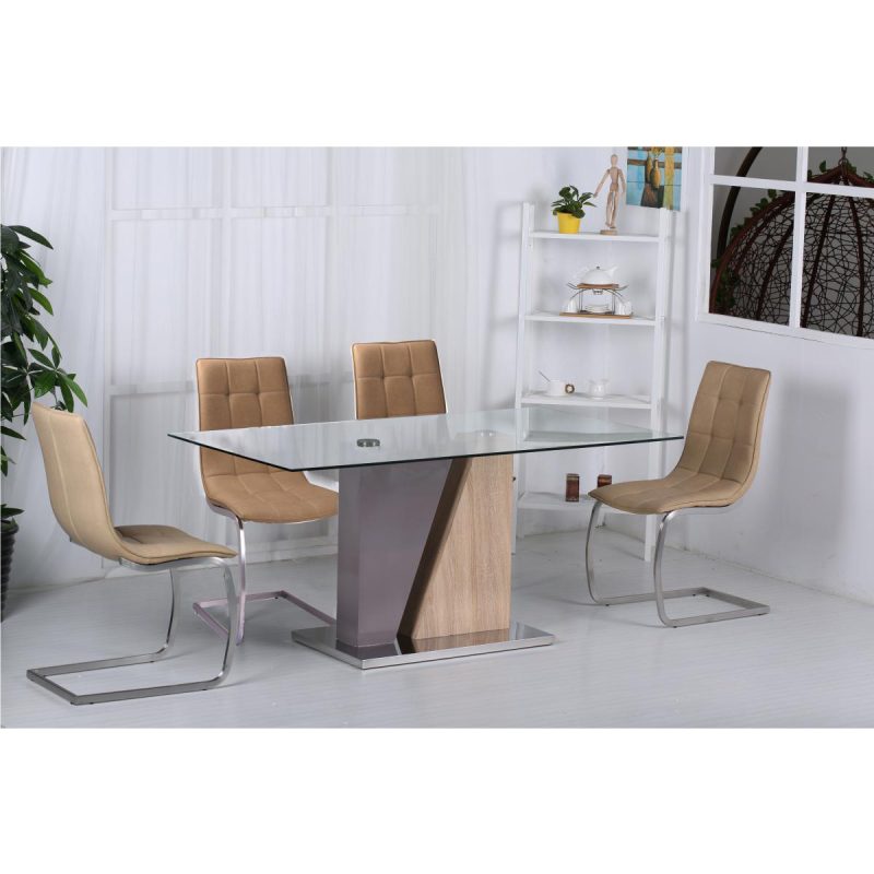 Olivia PU Chairs Chrome & Brown