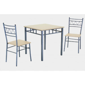 Oslo Small Dining Set with 2 Chairs Silver & Beech