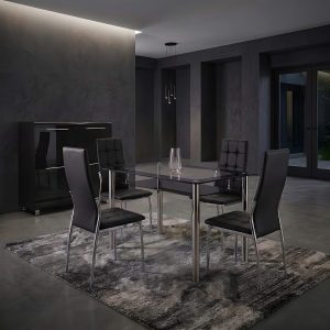 Oyster PU Black Chairs with Andora Dining Table