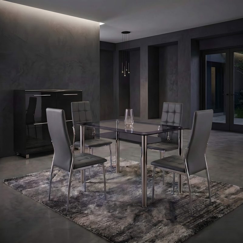 Oyster PU Grey Chairs with Andora Dining Table