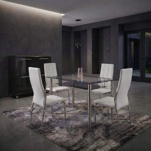 Oyster PU White Chairs with Andora Dining Table