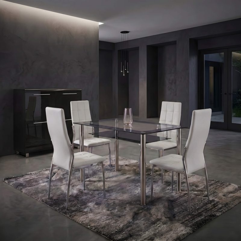 Oyster PU White Chairs with Andora Dining Table