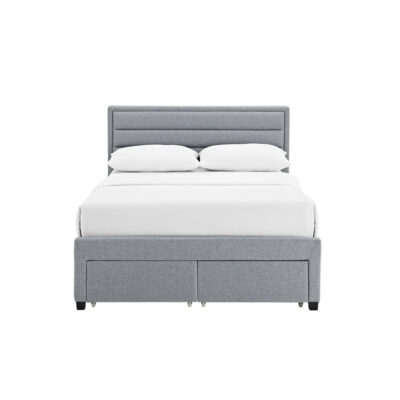 Paisley 4 Drawer Linen Fabric Double Bed Grey - Image 2