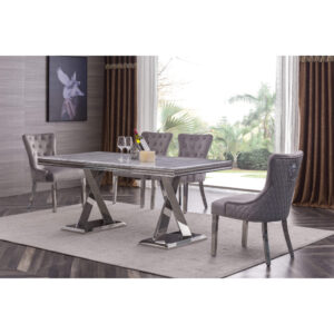 Plato Marble Dining Table with Stainless Steel Base