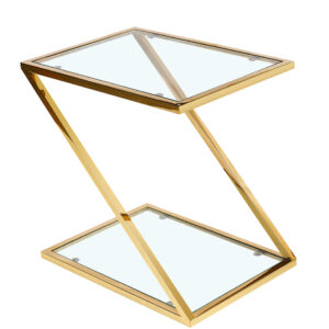 Qatar Lamp Table Clear Glass & Gold Frame