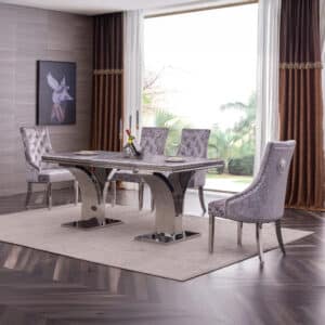 Ramada Marble Dining Table with Stainless Steel Base