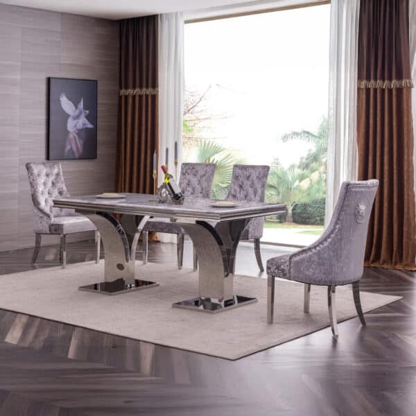 Ramada Marble Dining Table with Stainless Steel Base