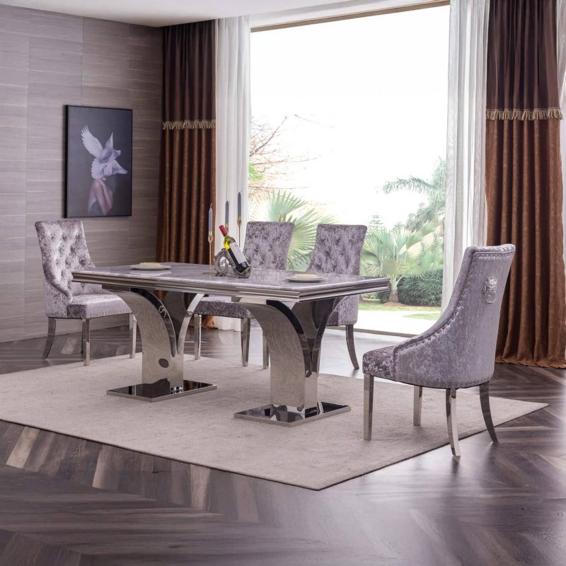 Ramada Marble Dining Table with Stainless Steel Base