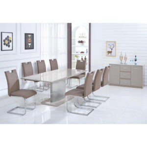 Rembrock High Gloss Ext Dining Table Champagne