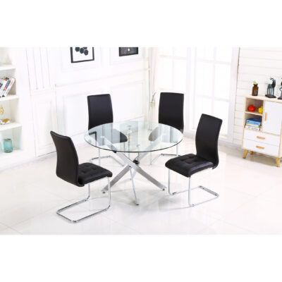 Samurai Dining Table Chrome & Clear - Image 2