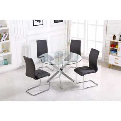 Samurai Dining Table Chrome & Clear - Image 4