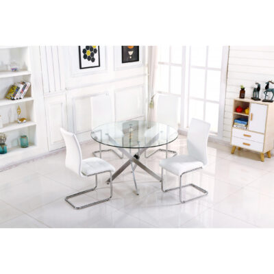 Samurai Dining Table Chrome & Clear - Image 3