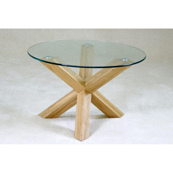 Saturn Solid Oak Coffee Table with Glass Top