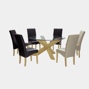 Saturn Large Solid Oak Dining Table Glass 1400mm Round
