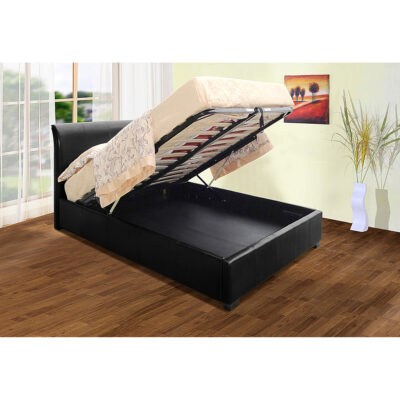 Savona Storage PU Single Bed Black