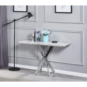 Scimitar Marble Console Table with Silver Legs
