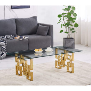 Spectra Coffee Table Clear Glass with Gold Legs