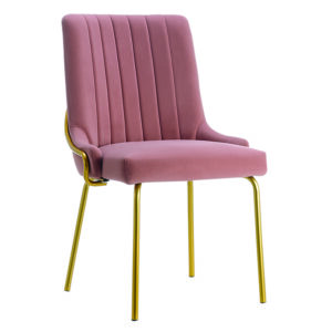 Stableford Velvet Dining Chair Pink with Gold Metal Legs