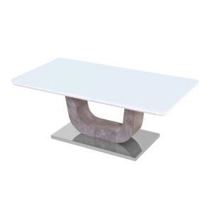 Topaz White Glass Coffee Table with Stone Effect