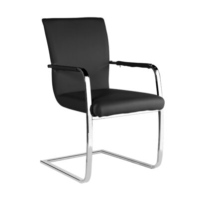 Una PU Arm Chairs Chrome & Black (2s)