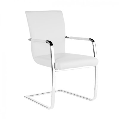 Una PU Arm Chairs Chrome & White (2s)