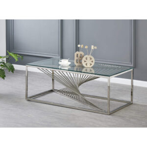 Vista Clear Glass Coffee Table Silver