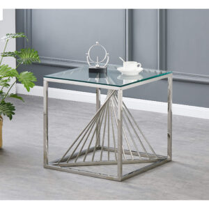 Vista Clear Glass Lamp Table Silver