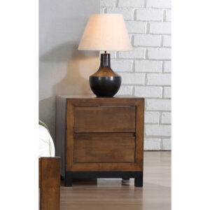 Vulcan Nightstand 2 Drawer Rustic Oak