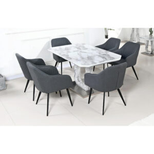 Westlake Marble Effect Glass Dining Table